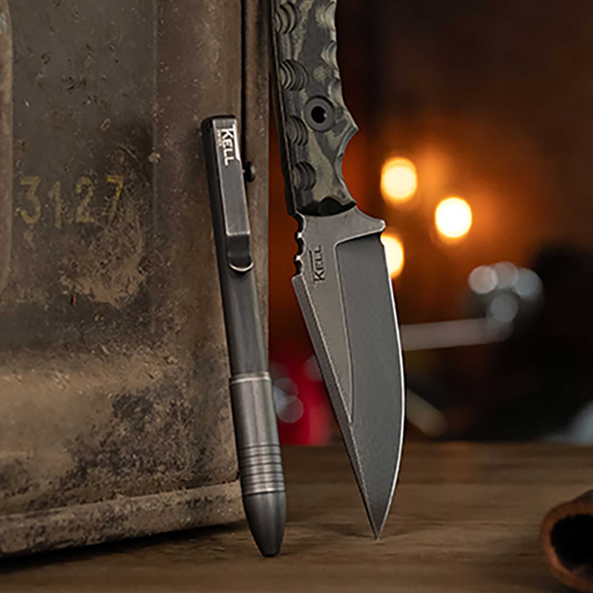 The T.Kell / Big I Design Titanium Nickel Boron Battleworn Bolt Action Pen